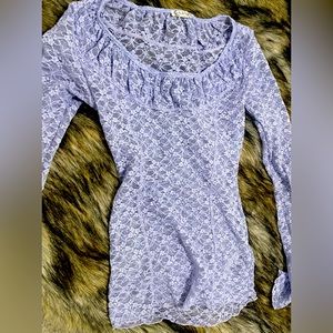 FREE PEOPLE Long Sleeve Lace Top in Lavender